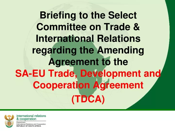 briefing to the select committee on trade