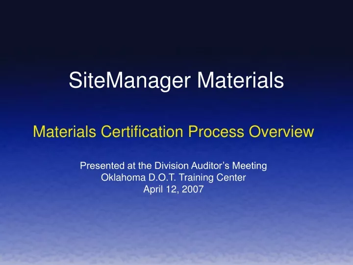 sitemanager materials