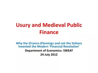 Usury and Medieval Public Finance