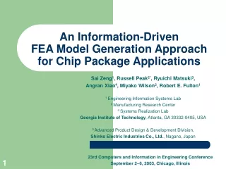 An Information-Driven  FEA Model Generation Approach  for Chip Package Applications