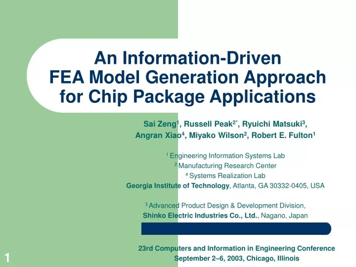an information driven fea model generation approach for chip package applications