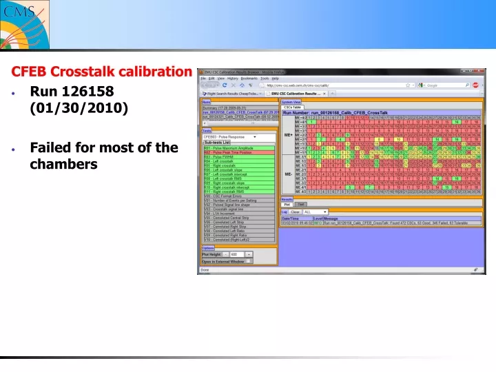 cfeb crosstalk calibration run 126158 01 30 2010
