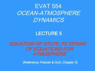 EVAT 554 OCEAN-ATMOSPHERE DYNAMICS