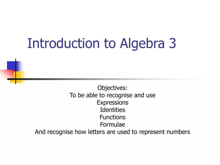 introduction to algebra 3