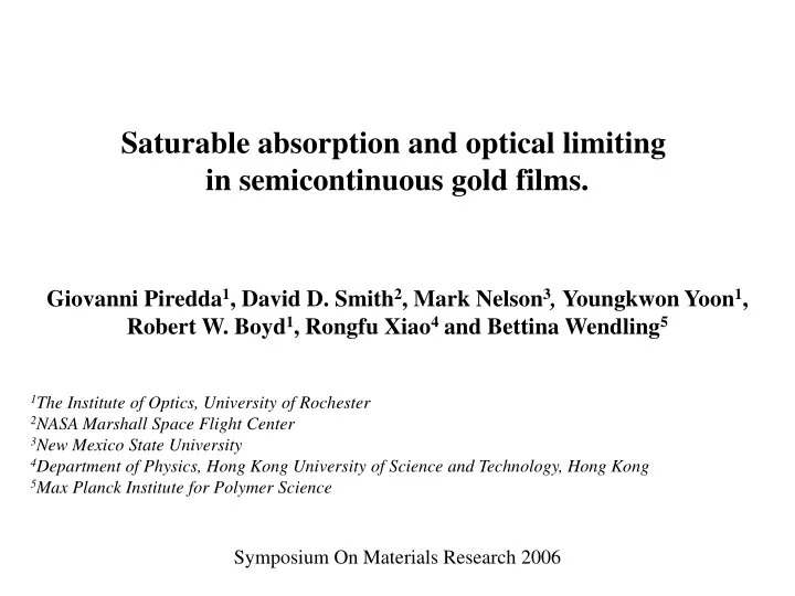 saturable absorption and optical limiting