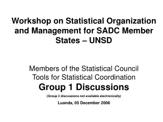 Workshop on Statistical Organization and Management for SADC Member States – UNSD
