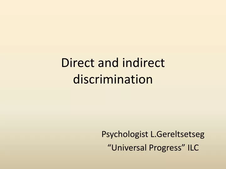 direct and indirect discrimination