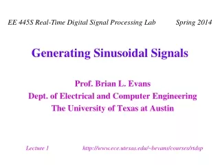 Generating Sinusoidal Signals