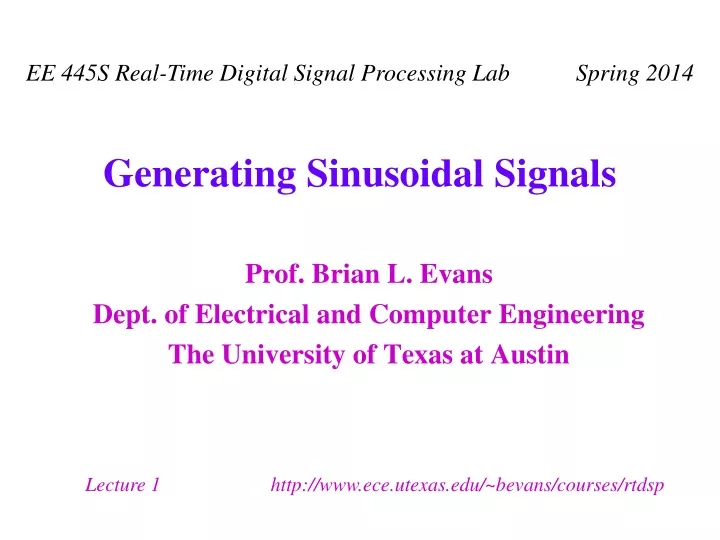 generating sinusoidal signals