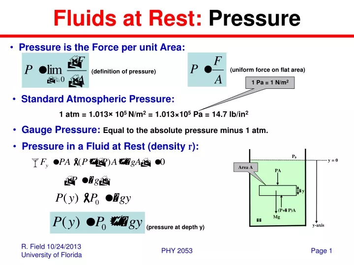 fluids at rest pressure