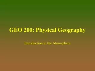 GEO 200: Physical Geography