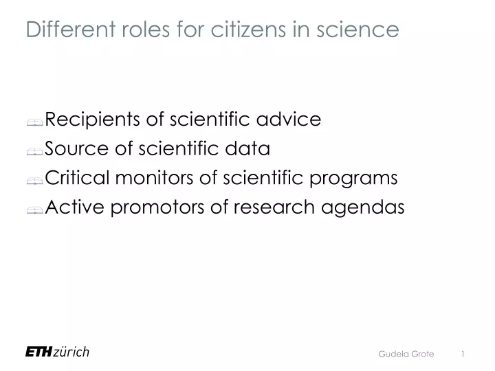 different roles for citizens in science