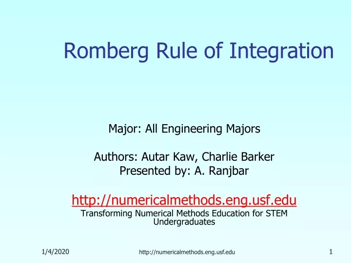 romberg rule of integration
