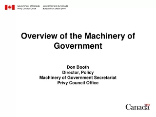 Overview of the Machinery of Government