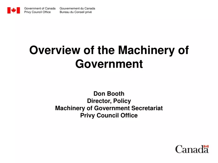 overview of the machinery of government