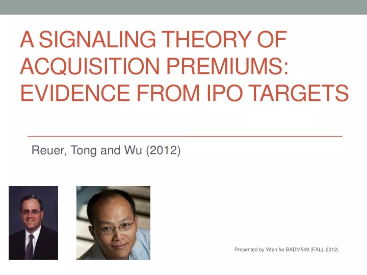 a signaling theory of acquisition premiums evidence from ipo targets