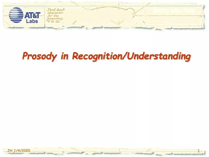 prosody in recognition understanding