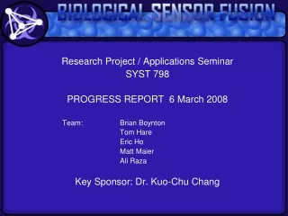 Research Project / Applications Seminar SYST 798 PROGRESS REPORT  6 March 2008