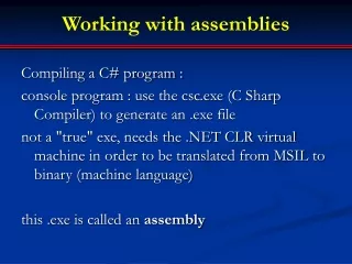 Working with assemblies