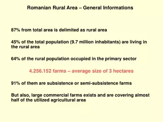 Romanian Rural Area – General Informations