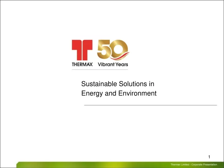 sustainable solutions in energy and environment