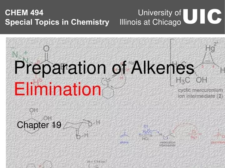 preparation of alkenes elimination