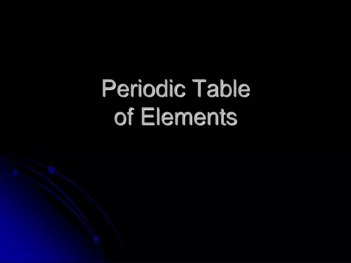 periodic table of elements