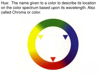 Triadic Hues: Color relationships based on any three equidistant hues as shown on the color wheel