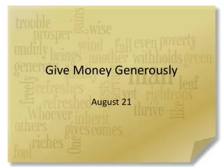 Give Money Generously