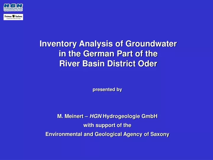 inventory analysis of groundwater in the german