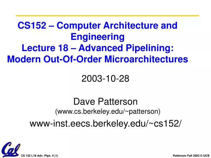 cs152 computer architecture and engineering