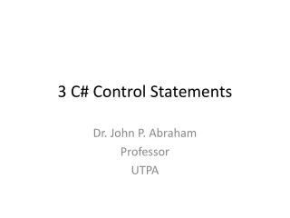 3 C# Control Statements