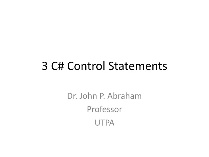3 c control statements