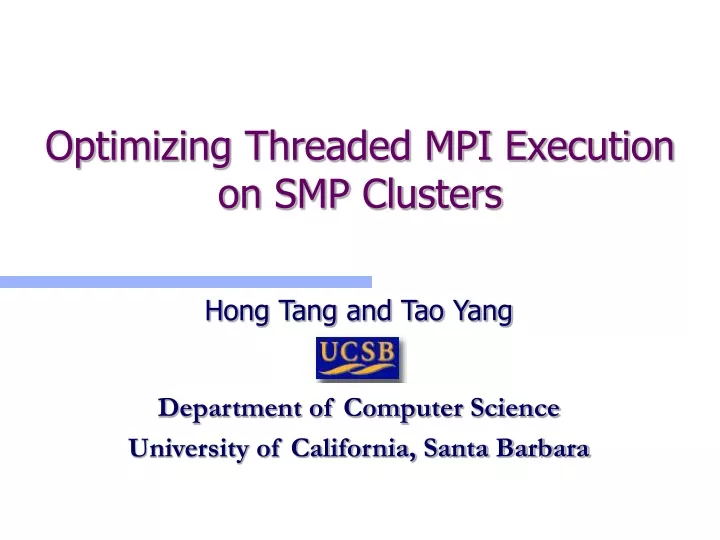 optimizing threaded mpi execution on smp clusters
