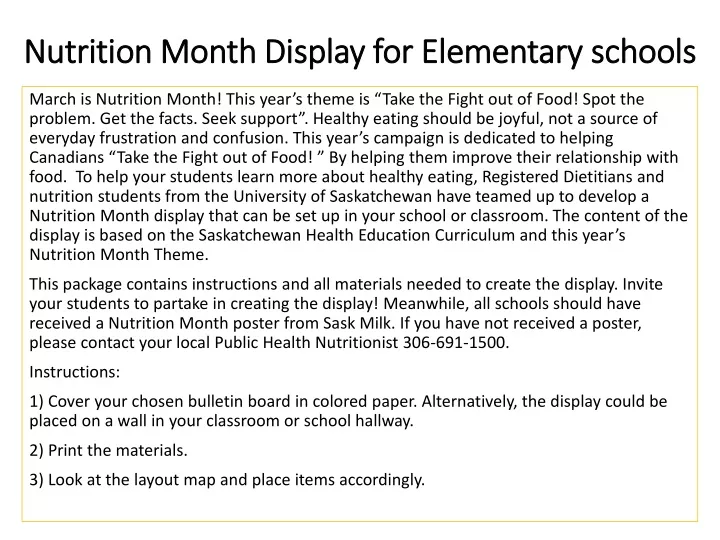 nutrition month display for elementary schools