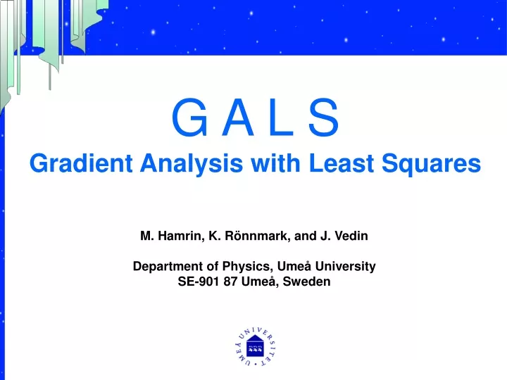 g a l s gradient analysis with least squares