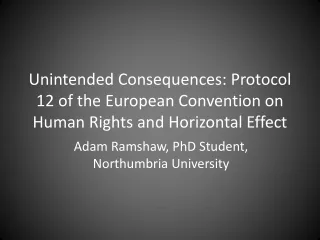 Adam Ramshaw, PhD Student, Northumbria University