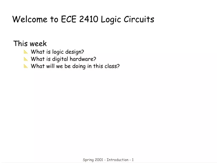 welcome to ece 2410 logic circuits