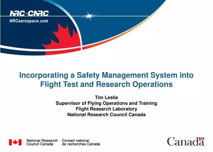 incorporating a safety management system into flight test and research operations