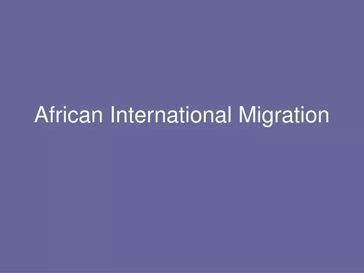 african international migration