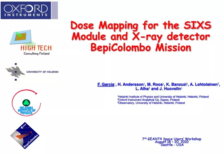 dose mapping for the sixs module and x ray detector bepicolombo mission