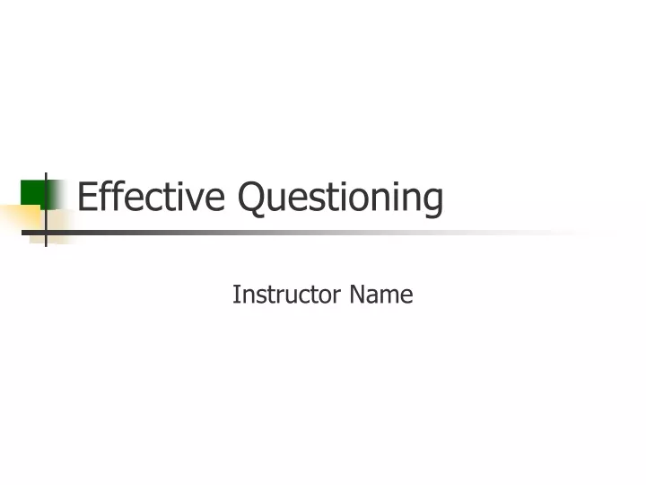 effective questioning