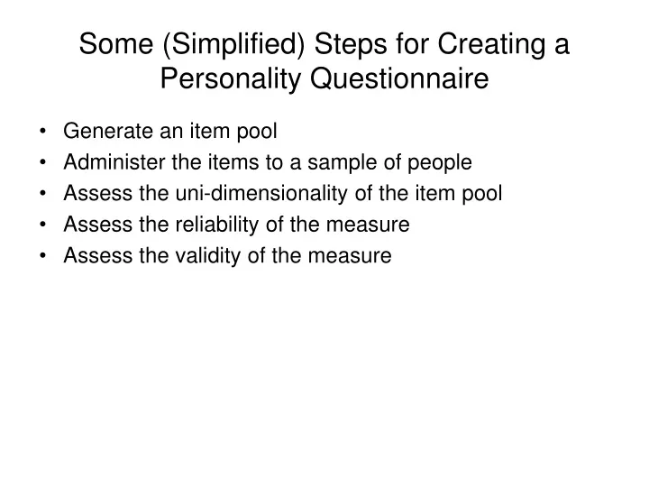 some simplified steps for creating a personality questionnaire