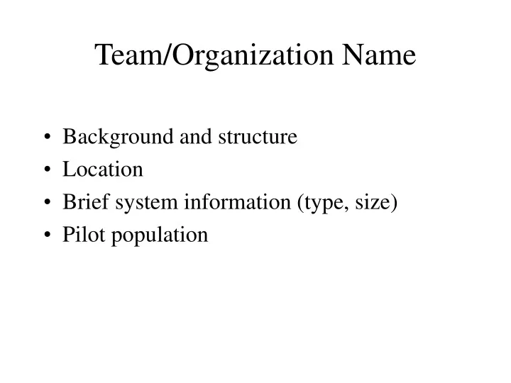 team organization name