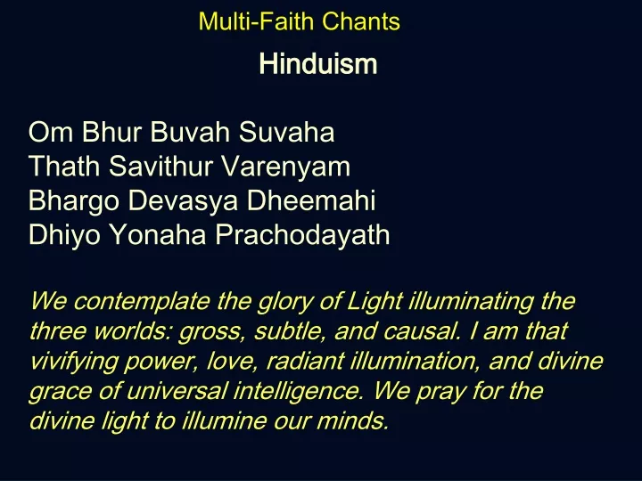 multi faith chants