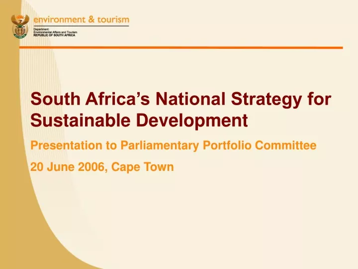 south africa s national strategy for sustainable