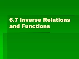 6.7  Inverse Relations and Functions