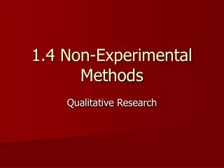 1.4 Non-Experimental Methods