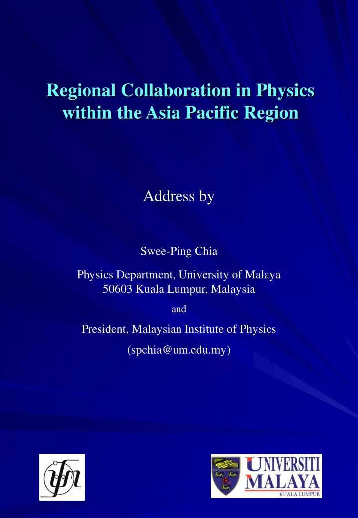 regional collaboration in physics within the asia