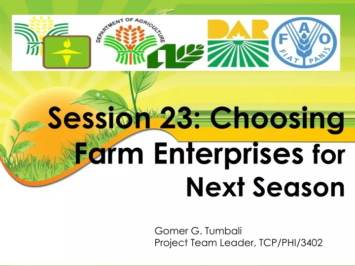session 23 choosing farm enterprises for next season